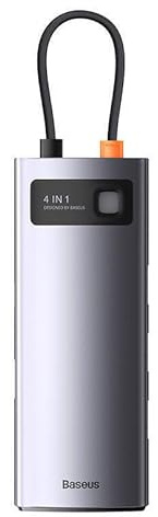 Baseus Metal Gleam Series 4-in-1 multifunzione tipo C hub docking station grigio (da tipo C a USB 3.0 * 4)