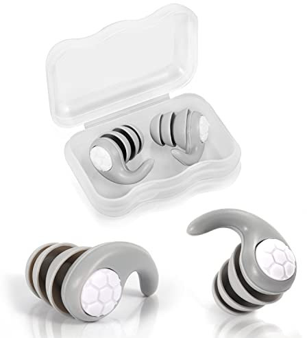 Schwimmen Ohrstöpsel Erwachsene, Weich Wiederverwendbar Wasserdicht Ohrstöpsel Silikon Geräuschunterdrückung für Erwachsene Schwimm Surfen Duschen Schlafen für Leises Lernen Wassersportarten (Grau)