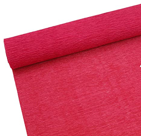 Rollo de papel crepé de alta calidad de 70 g para hacer flores, hojas de papel crepé blanco, verde, rosa, 10 pulgadas de ancho, 8 pies de longitud (rojo profundo)