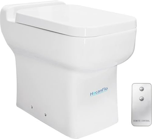 HOCANFLO Stand-WC, Standard-Form Einteilige Toiletten, 600 Watts WC hebeanlage mit häcksler, Soft-Close Absenkautomatik, Keramik, Weiß