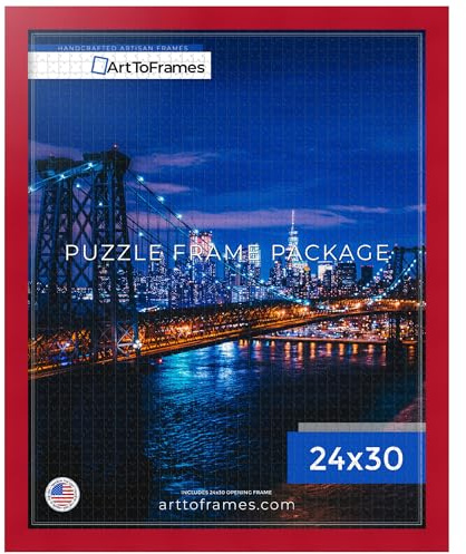 ArtToFrames 24x30 INCH/61x76.2 CM Red Frame for 1000 Piece Puzzles.This 1.38 Inch Custom Wood Puzzle Frame is Red - Comes with Economy Acrylic (Puzzle0066-81792-YRED-24x30)