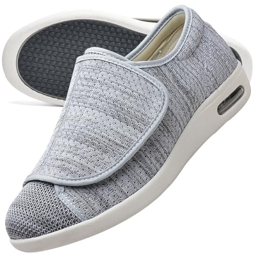 Möge Chaussures à Enfiler pour Hommes avec la voûte Plantaire Chaussures Diabétiques pour Hommes Chaussures Extra-Larges pour Pieds Gonflés Chaussures De Marche(Lightgrey,46 EU)