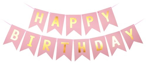 Grattis på födelsedagen-girlang, roséguld grattis på födelsedagen-banderoll, girlang födelsedag, grattis på födelsedagen-dekoration, för vuxna och barn födelsedagsfest dekoration