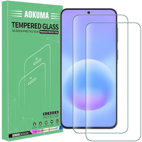 AOKUMA 2-pack härdat glas för Samsung Galaxy A57/A56 5G skärmskydd, 9H hårdhet, repskydd, anti-fingeravtryck, bubbelfri, HD klar, premium skyddande film fodral vänlig för Samsung A57 5G