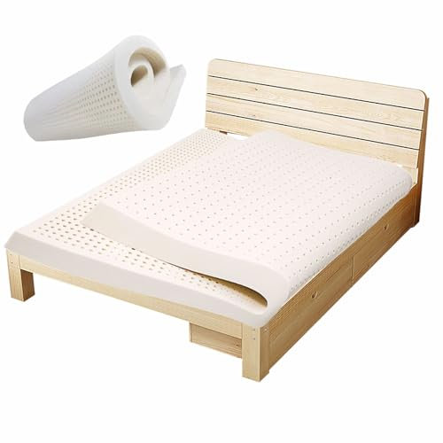 KUGGKKTP Matratze aus reinem Naturkautschuk, 130 x 210 cm (51 x 83 Zoll), 100% Naturlatexmatratzen, atmungsaktiv, bequem und langlebig, Latexmatratze Queen, Latexmatratze, Kissen für das Schlafzimme