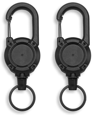 LBJFYHJN 2 llaveros retráctiles, llavero extensible con soporte para tarjetas, cordón con cable de acero de 60 cm, perfecto para llaves, tarjetas de identificación, tarjetas de acceso, Negro , Talla