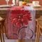 Tischläufer Rot Retro Tischläufer Outdoor Wetterfest Tischläufer mit Blume Abstrakte Tischläufer Abwaschbar Rustikales Ölgemälde für Wohnkultur Küche Kaffee Urlaub Bauernhaus Partys Hochzeit 33x183