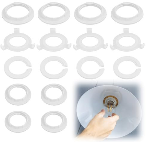 FunWorth 16 Pcs Plastic Lamp Shade Reducer Ring, E27 to E14 Lamp Shade Adapter Kit, 3-Prong Claw Converter, E14 and E27 Screw Shade Rings Converter, Socket Replacement Ring for Pendant Lamp Bulb