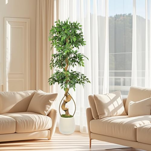 YORFULL Piante Finte Grandi, Albero di Baniano Pianta Finta Alta da 180 CM, Piante Finte Che Sembrano Vere, Piante Artificiali Adatte per Interno, Esterno, Casa, Ufficio, Giardino, Decorazione