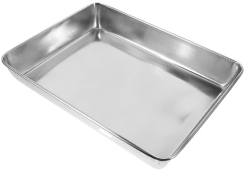 VICASKY Bac de Lavage pour Oiseaux en Métal Inoxydable, Bassin Profond 35x30 Cm, Récipient de Nettoyage Anti-éclaboussures, Accessoire pour Pigeons et Perroquets, Adapté aux Cages