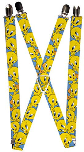 Buckle-Down Homme Suspenders - Tweety Bird Poses Baby Blue Jarretelles, Multicolore, Taille unique EU