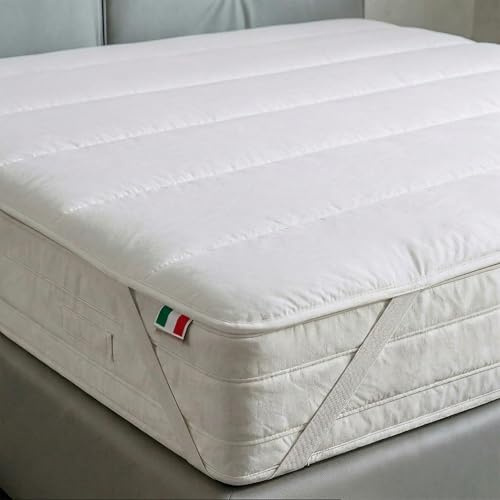 Topper Piazza e Mezza Francese 140x195 cm Elegant Made in Italy Trapuntato con Elastici per Massimo Comfort