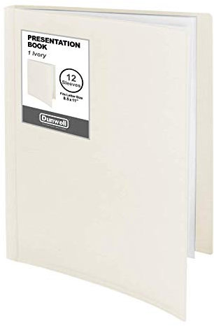 Dunwell 12-Pocket Presentation Binder with Plastic Sleeves (24 Viewable Pages), 8.5x11 Portfolio Folder, Top-Loading Sheet Protectors, Customizable Cover, Organizer for Photos, Recipes (Ivory)