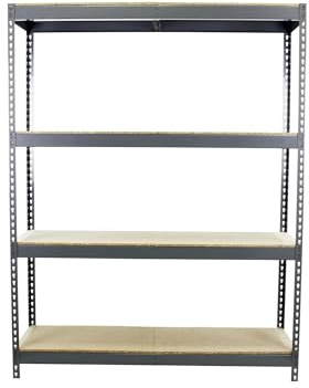 Simon Rack Estantería Industrial 2000x1200x600 mm - Ecoforte | 4 Estantes Madera, 400 kg de Punto Flexión, Pintura anticorrosión, Gris , Montaje sistema clic