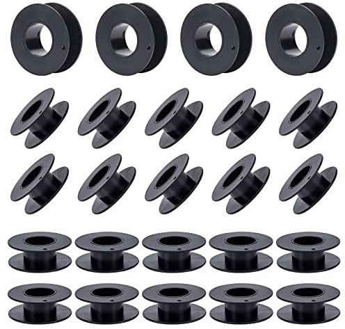 OLYCRAFT 24 Stück Kunststoffspule Leere Spulen Schwarzer Faden Drahtspulen Spulen Kleine Plastikspulen Leere Drahtspulen Plastikspulen Für Stickerei Brother Nähschnur Faden Drahtseilkette
