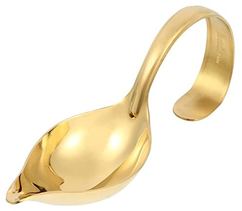 YUHUAWF Gravy Boat Thickened Small Soup Ladle Saucier Spoons Stainless Steel Sauce Drizzle Spoon With Spout Ergonomic Handle (Color : Golden)