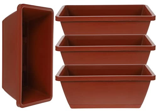 Alipis 4pièces Jardinières Rectangulaires Plastique avec Saucier Lot de Bacs à Fleurs pour Plantes Intérieur Et Extérieur Idéales pour Balcon Et Fenêtre