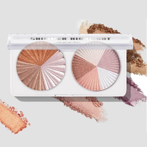 KARLOR Highlighter Makeup, 8 Farbtöne Glow Gesicht Highlighter Puder Blush Contour Gesicht Highlighter Palette Blush Schimmer metallisch Perlmutt Rouge Kontur Rosa braun golden silber Illuminator