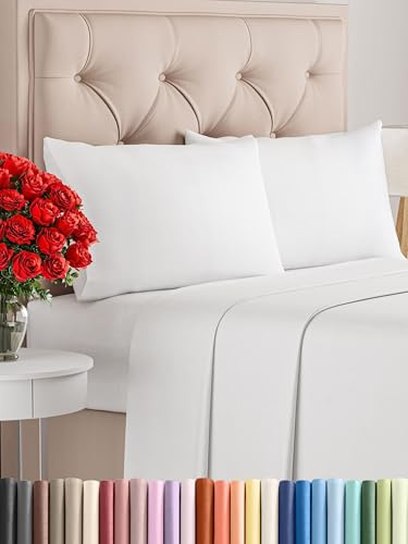 Juego de Sabanas 4 Piezas Cama 150x200 - Sábana Bajera, Sábana Encimera y 2 Fundas Almohada 50x80 - Microfibra Suave Transpirable Antiarrugas - Ropa de Cama Colchón hasta 35cm - Oeko-Tex - Blanco