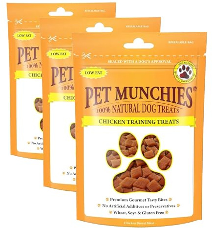 Pet Munchies Chicken Dog Training Treats, Grain Free Tasty Bites with Natural Real Meat, Low in Fat 50g (Pack of 3)