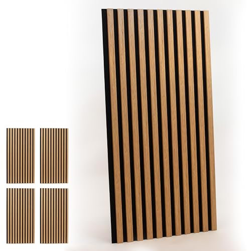 INNOVATE Lot de 4 panneaux acoustiques [Panneaux muraux en bois] - Panneaux acoustiques en bois - Absorbeur de bruit - Décoration murale pour le salon - Chêne clair - 120 x 60 cm : 2,88 m²