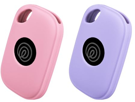Silicone Case for Tile Pro 2024 with Carabiners, 2 Pack Anti-Scratch Protective Cover for Tile Tracker (Pink/Purple)