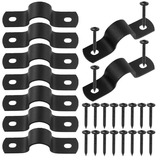 Swpeet Lot de 10 colliers de serrage en U à deux trous de 15 mm avec kit de 20 vis autotaraudeuses, colliers de serrage en U, colliers de serrage en métal, colliers de serrage pour tuyau ou câble