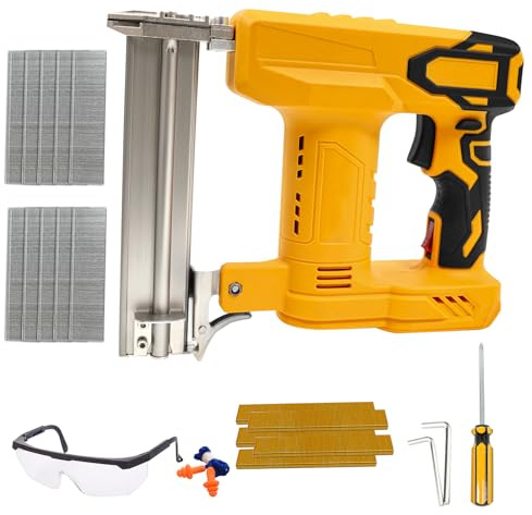 Elektrische Brad Nagler Kabellose Nagelpistole Kompatibel mit DEWALT 20V Akku, Elektrische Tacker Nagler Pistole mit 1000 geraden Nägeln und 500 U-Nägeln für Polster, Tischlerei, 80 Nägel/min (Keine