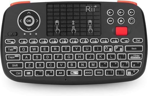 JCSJK Mini tastiera wireless con trackpad, 2.4G piccola tastiera multimediale portatile con batteria ricaricabile retroilluminata per PC portatile Smart TV KODI Android TV Box Windows