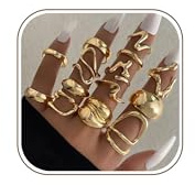GUSXPPD 14-16Pcs Gold Silver Chunky Rings for Women, Vintage Knuckle Ring Set, Thick Open Rings Adjustable, Boho Joint Finger Ring, Stackable Gold/Silver Rings Gifts for Women Girls