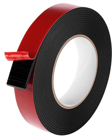 QWORK® Nastro Biadesivo Extra Forte 5 m x 25 mm, 2 mm Spessore - Nastro Adesivo Impermeabile per Montaggio, Strisce LED, Auto, e Decorazioni