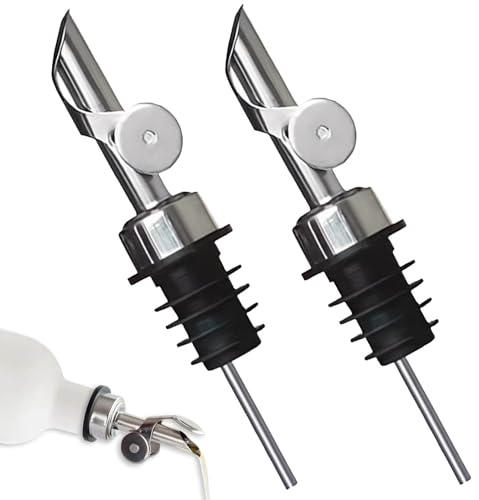 Ausgießer für Ölflaschen, 2 Stück Edelstahl Olivenöl Ausgießer,Mit Schutzkappe,Flaschenausgießer für Öl,Essig,Cocktails,Saft,Sirup - Silber