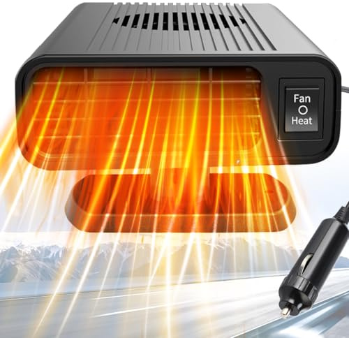 Leaflai 2 in 1 Heater & Fan, Car Heater for Car, Truck,12V 150W Heater Demisting/Defrosting, Vehicle Electronic that Plugs Into Cigarette Lighter, Windscreen Fan Windshield Demister Defroster