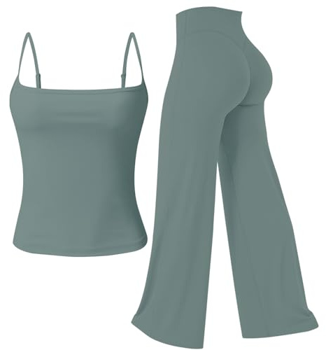 JN JANPRINT Gym Sets for Women 2 Piece Scoop Neck Cami Tank Tops Straight Leg Bottoms Yoga Outfits Tracksuit