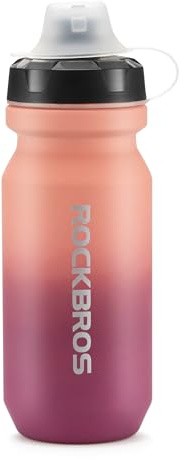 ROCKBROS Bike Water Bottle 20OZ,Gradient Soft Touch Design,BPA-Free Leak-Proof Squeeze Bottle with Wide Mouth for Easy Cleaning,for Cycling,Hiking,Gym,Sports,Gradual Red