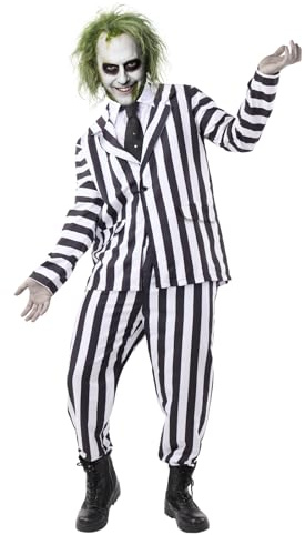 Funidelia Disfraz Oficial de Beetlejuice para hombre, Tim Burton, Incluye americana, pantalón y corbata - Traje para adultos para fiestas, Carnaval y Halloween, Talla S