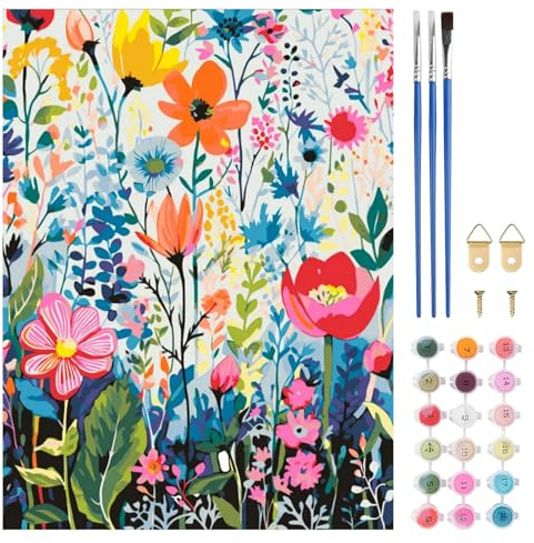 TLIOBLO Printemps Peinture par Numéros pour Adulte, DIY Paysage Peinture pour Adultes Enfants Débutants Facile sur Toile avec Peintures et Pinceaux, Décor Maison Cadeaux 30x40cm