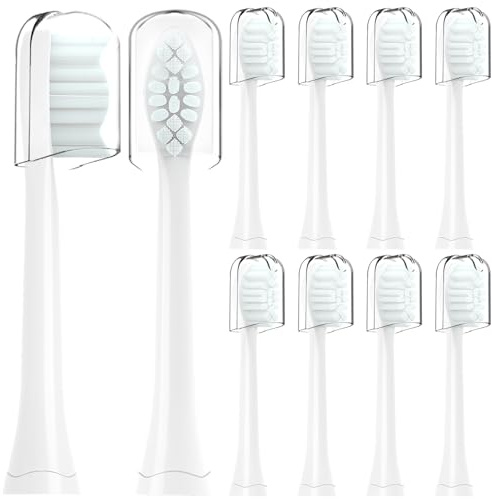 10 Pack Compatible avec My Variations la brosse à dents électrique Têtes de brosses de remplacement, pour My Variations la brosse à dents électrique Avec housse de protection (Blanc, Medium)