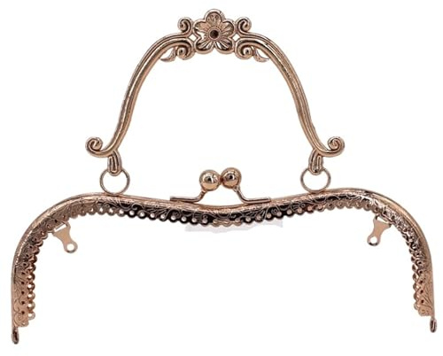 Clutch-fickstängning 20,5 cm metallplånbok-ramhandtag, koppling väsktillbehör, gör-det-själv-kysslås, bronsfärgad prägling, M-formad handväska-hårdvara för virkväska (ljusguld)