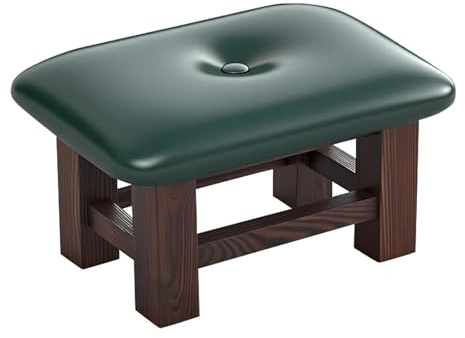 Fotpall, Fotstöd med Oil Wax Läder, Liten Ottoman, Sitt Stegpall, för Hem Vardagsrum och Hall(Green,X-Large)