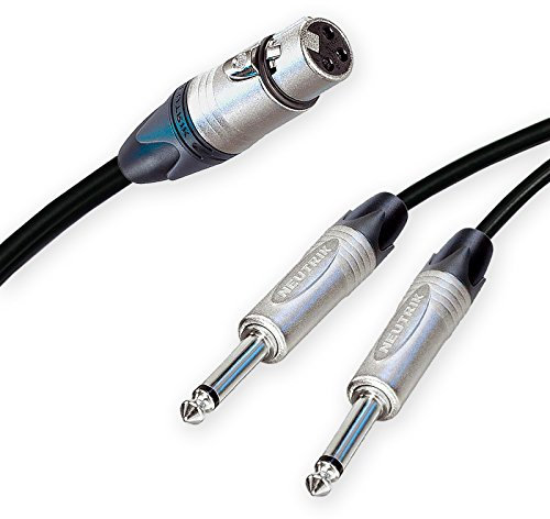 Neutrik Female XLR Split to 2 Dual Mono Jack Cable Splitter Duplicator Lead 1 m Plus (25 cm, Black)