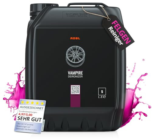 ADBL Vampire (5L) - Leistungsstarker Felgenreiniger mit Gel-Formel - Entfernt Eisen & metallische Verunreinigungen - Bremsstaub entfernen von Felgen und Lack - Sicher & pH-Neutral