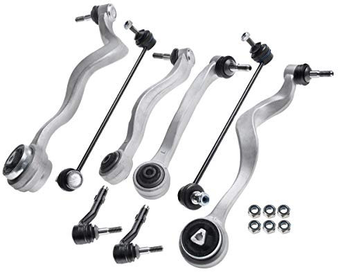 Frankberg 4x Bras de Suspension + 2x Barres de Couplage + 2x Têtes de Barre d'Accouplement Essieu Avant compatible avec Série 5 E60 2001-2010 Série 5 Touring E61 2004-2010 Remplacer# 31126760181