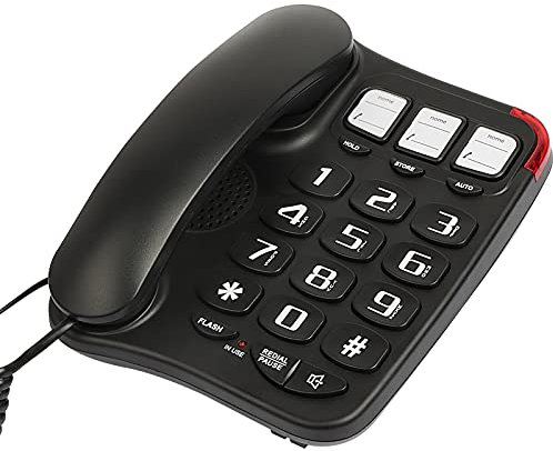 Uvital Big Button Landline Phone with Speaker for Seniors Elderly, One-Touch Memory Support, Black
