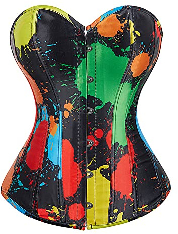 Grebrafan Corset Top Mujer Pirata Satén Corsé Sexy (EUR(38-40) XL,Multicolor)