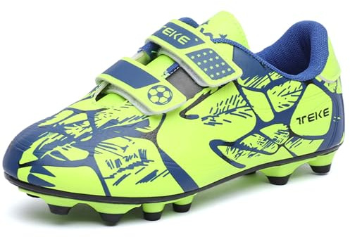 Hanani Kids Football Boots - Boys & Girls, Green, Size 10 UK, Big Kid, Unisex, Athletic Shoes, Sports, Soccer, Training, Running, Indoor/Outdoor