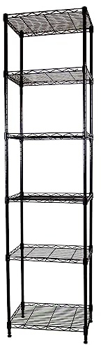 SUNLPH 6-Tier Wire Shelving Adjustable Shelves Unit Metal Storage Rack for Laundry Bathroom Kitchen Pantry Closet Organization (Black, 16.6 L x 11.4 W x 64.6 H)