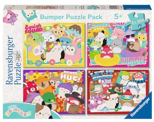 Ravensburger - Puzzle Squishmallows Collection 4x100 Bumper Pack, 4 100 Piece Puzzle, Puzzle for Kids, Recommended Age 5+ Years