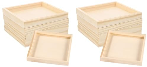 ifundom Square Wooden Puzzle Storage Trays Nesting Toy Blocks Organizer 4.84X4.84X1.18In Eco-Friendly Puzzle Sorting Trays for Home and Kids