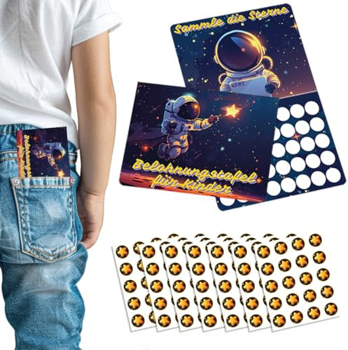 Yezirzax 4 Stück Belohnungstafel Kinder mit Sternen-Stickern, Perfekt für Kleine Kinder als Motivation für Hausarbeiten und Hausaufgaben, Aufgabentafel für Kinder für Gute Gewohnheiten